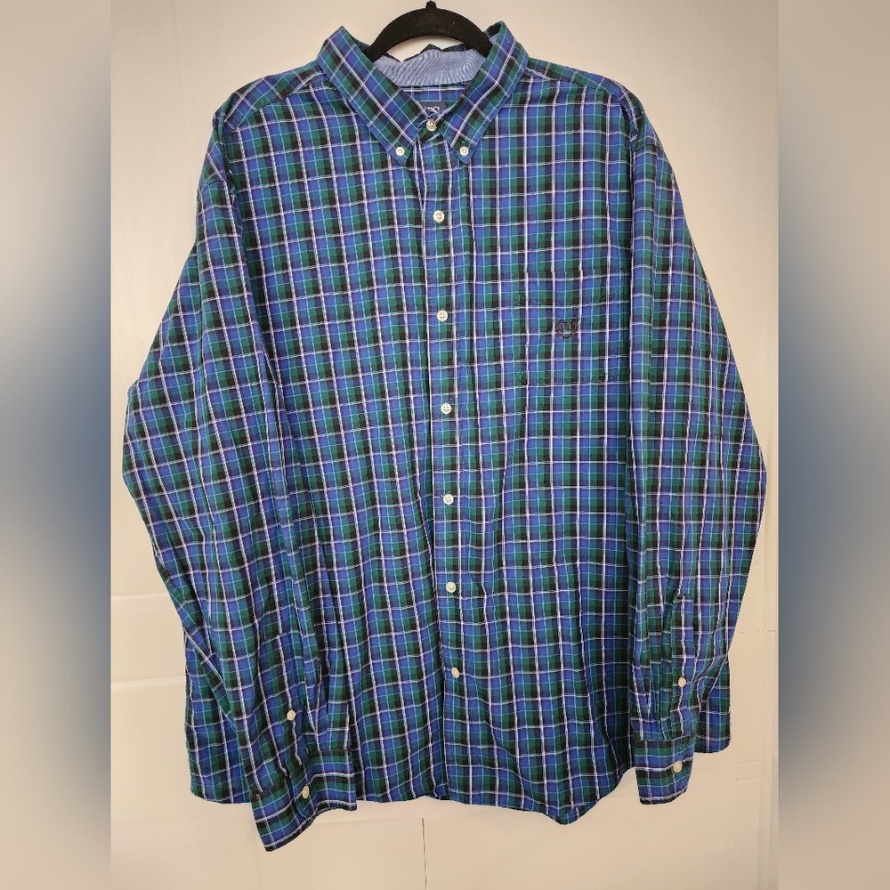 Chaps Men's Blue‎ bottom down Shirt long sleeve size  3 XL preowned